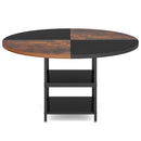 Round Dining Table For 4 With Storage Shelf - Brown / Black by HouseOfZazla