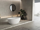 67 in. x 31 in. Oval Freestanding Solid Surface Soaking Bathtub with Center Drain in Matte by HouseOfZazla