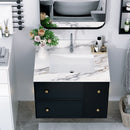 Elegant Vanity Top With Undermount Sink And Backsplash, Sintered Stone by HouseOfZazla