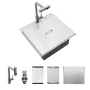 21" Drop In Kitchen Sink With Pull Out Faucet And Sink Cover, 16 Gauge - Brushed Nickel by HouseOfZazla