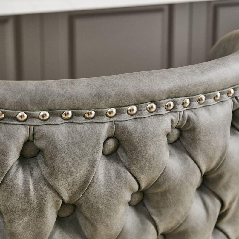 Swivel Barstools Adjusatble Seat Height With Chrome Base, Modern PU Upholstered Bar Stools with the whole Back Tufted, for Home Pub and Kitchen Island,Gray, Set of 2