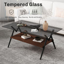 Rectangle Coffee Table With Tempered Glass Top And Shelf, Modern Table For Living Room by Unique Piece Furniture