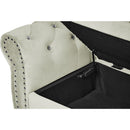 63.38"Velvet Multifunctional Storage Rectangular ottoman bench Comes with crystal buckle Solid Wood Legs with 1 Pillow,Beige