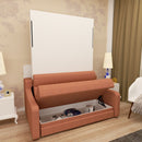 Morden Deisgn Vertical Murphy Bed With Sofa For Bedroom Or Guestroom White Wall Bed Space Saving Hidden Bed With New Style Gas Struts - Orange by HouseOfZazla