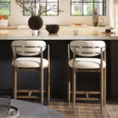Artemis - Mixed Material Upholstered Counter Stool - Warm White by HouseOfZazla