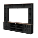 Wall Unit Entertainment Center With Bookshelves For TVs Up To 80", Tempered Glass Doors And Adjustable Shelves by HouseOfZazla