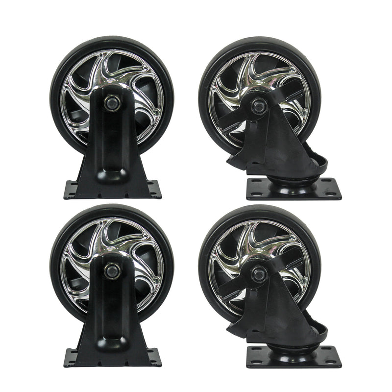 4 DRAWERS MULTIFUNCTIONAL TOOL CART WITH WHEELS AND WOODEN TOP-BLACK