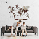 3D Wooden World Map Cappuccino (for US only)