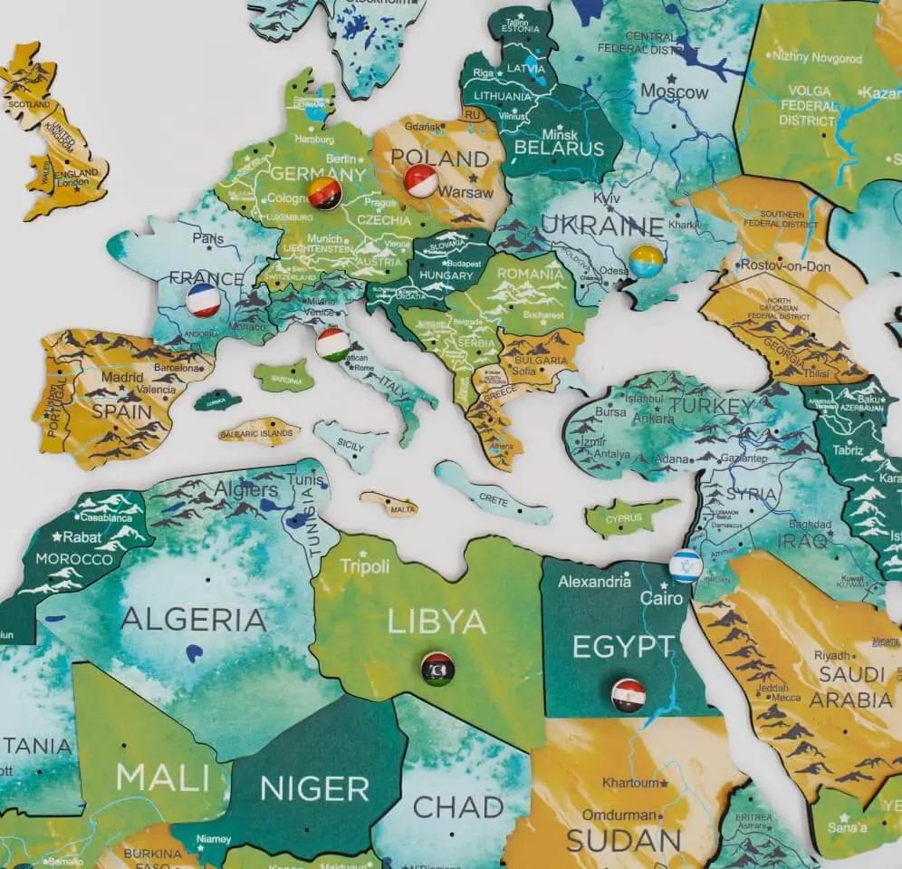3D Wooden World Map Surface, photo 4 of 14