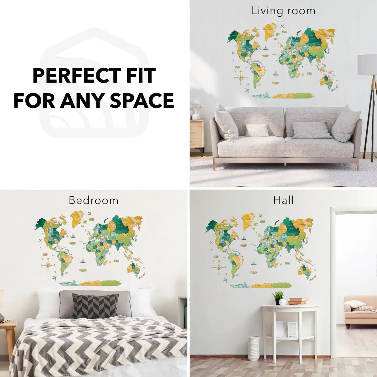 3D Wooden World Map Surface, photo 12 of 14