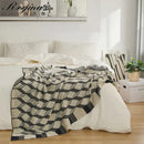 GobekUsa 3D Cube Cotton Knitted Plaid Blanket - Soft and Cozy Nordic Bedspread