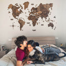 Wall Decor Bundle: 3D Wooden World Map with Flag Pins