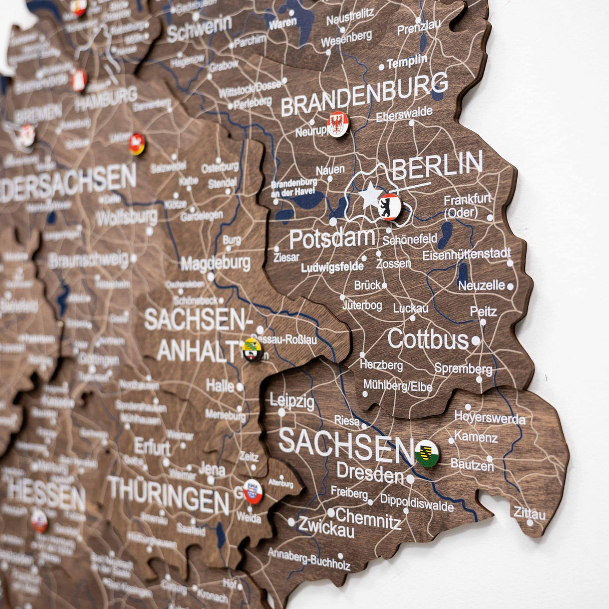 3D Germany Wooden Map Dark Walnut, photo 2 of 12