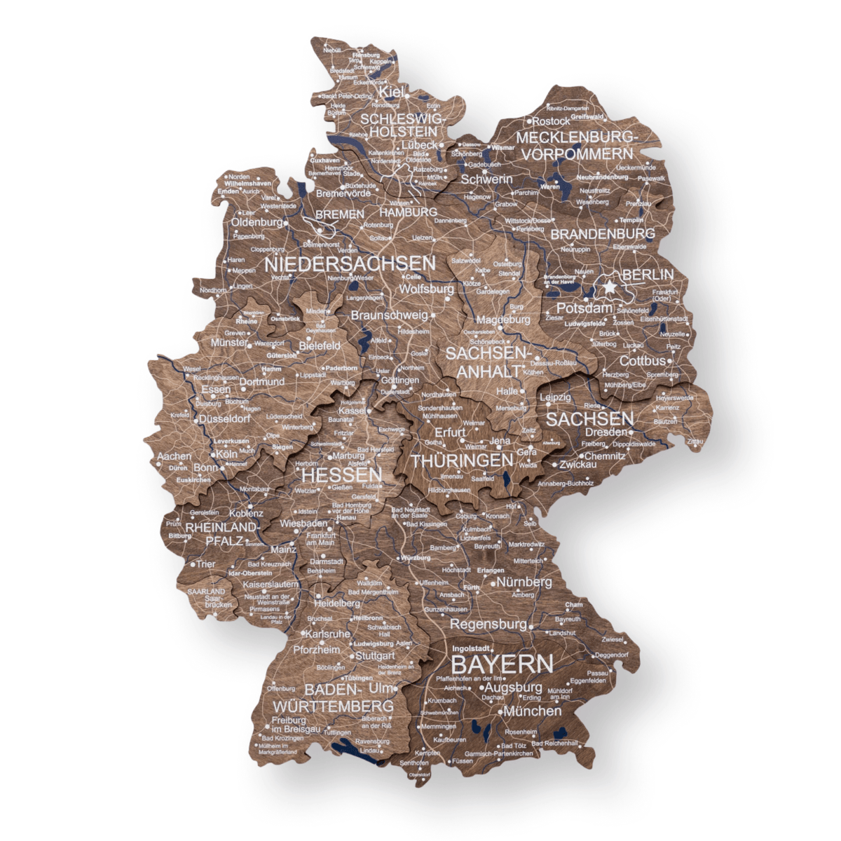 3D Germany Wooden Map Dark Walnut, photo 6 of 12