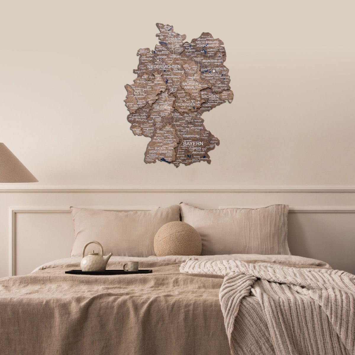 3D Germany Wooden Map Dark Walnut, photo 8 of 12