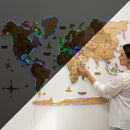 3D LED Wooden World Map 2.0 Gold