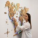 3D LED Wooden World Map 2.0 Gold