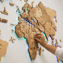 3D LED Wooden World Map 2.0 Gold