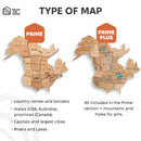 3D LED Wooden World Map 2.0 Gold
