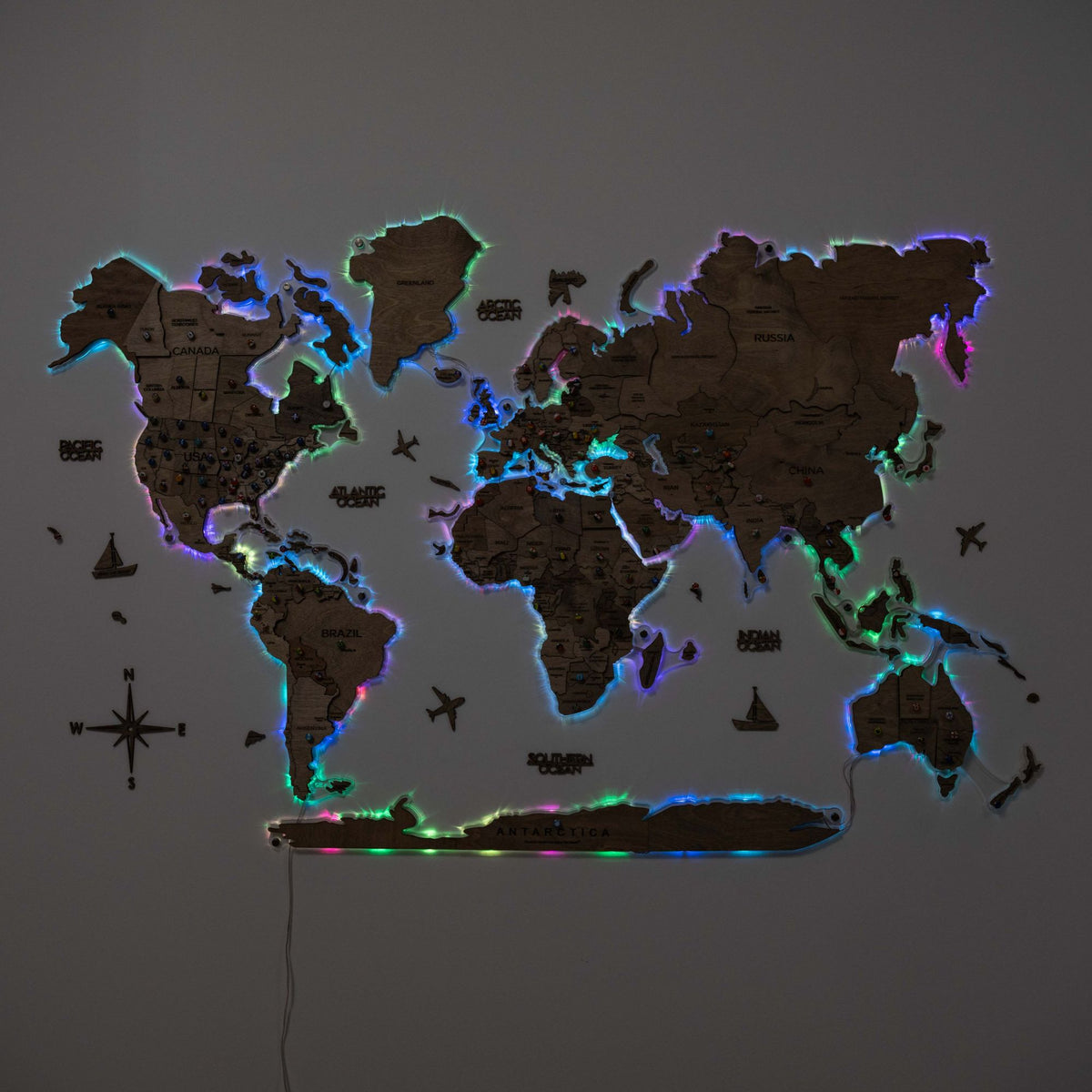3D LED Wooden World Map 2.0 Terra, photo 14 of 22