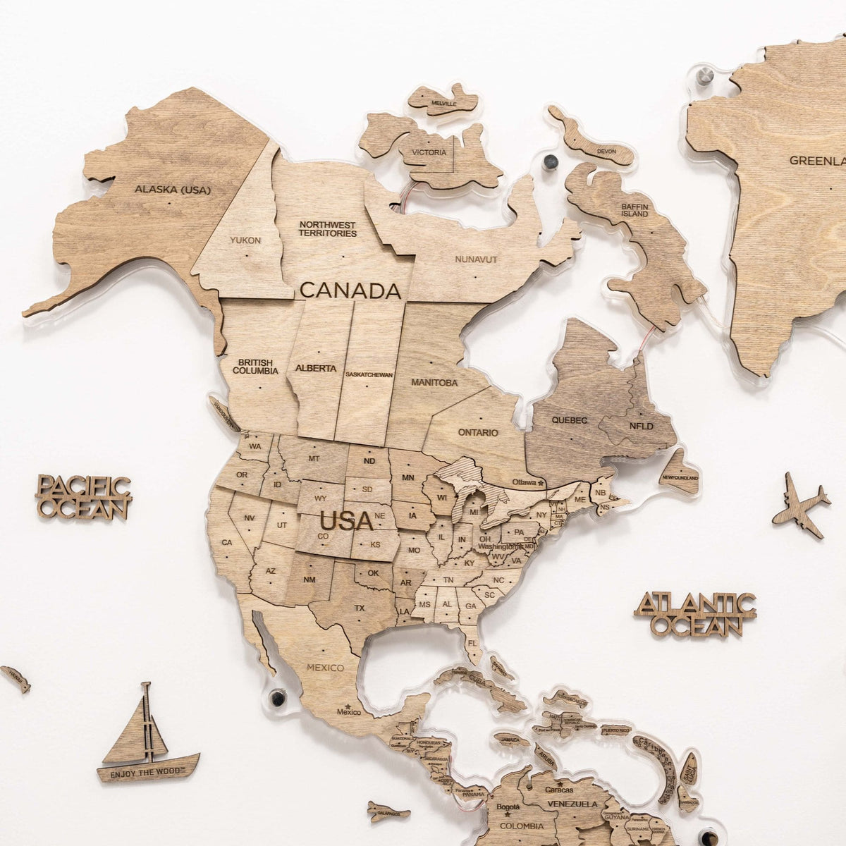 3D LED Wooden World Map 2.0 Terra, photo 4 of 22