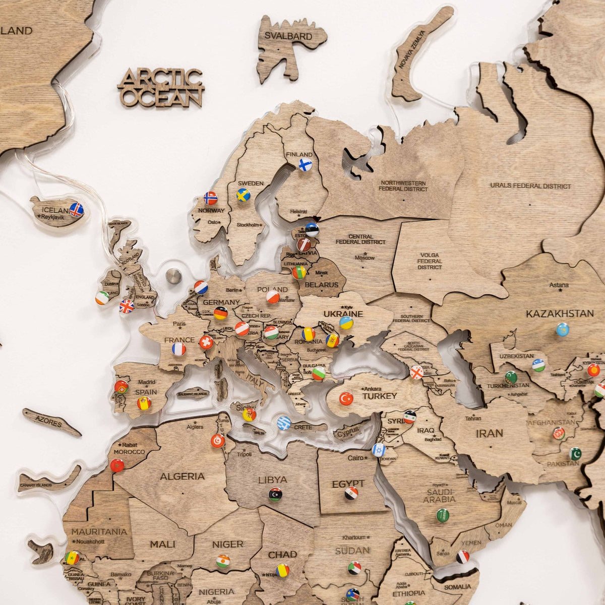 3D LED Wooden World Map 2.0 Terra, photo 8 of 22