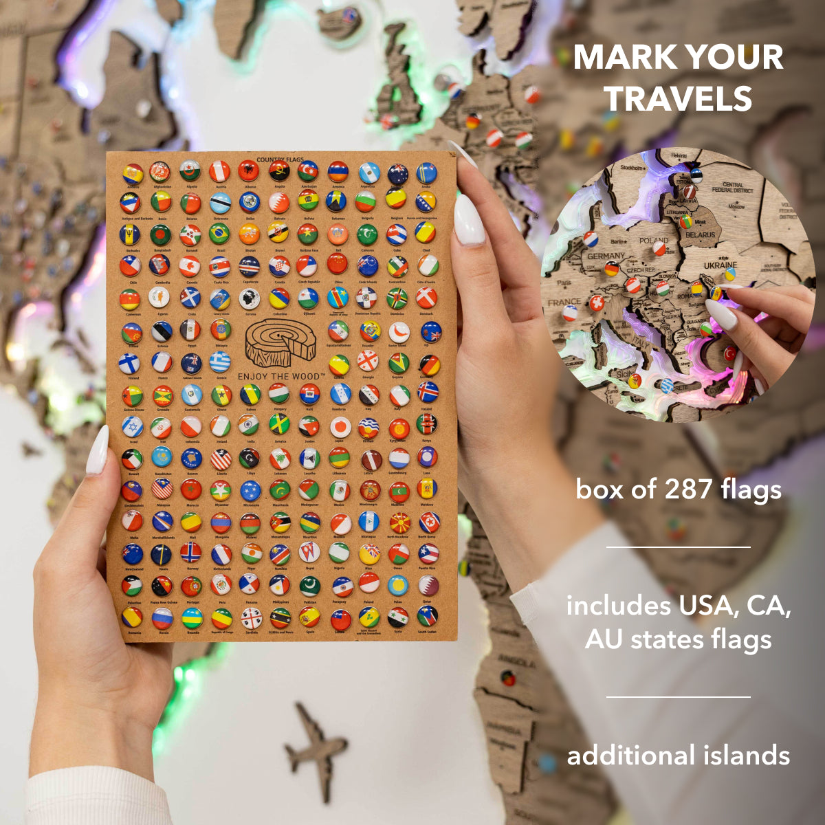 3D LED Wooden World Map 2.0 Terra, photo 16 of 22