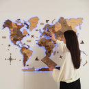 3D LED Wooden World Map 2.0 (with acrylic background) by Enjoy The Wood
