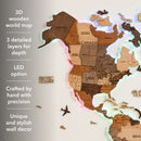 3D LED Wooden World Map 2.0 (with acrylic background) by Enjoy The Wood