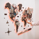 3D LED / LUMINOUS Wooden World Map 3.0 Cappuccino by Enjoy The Wood