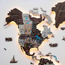 3D LED / LUMINOUS Wooden World Map 3.0 Cappuccino by Enjoy The Wood
