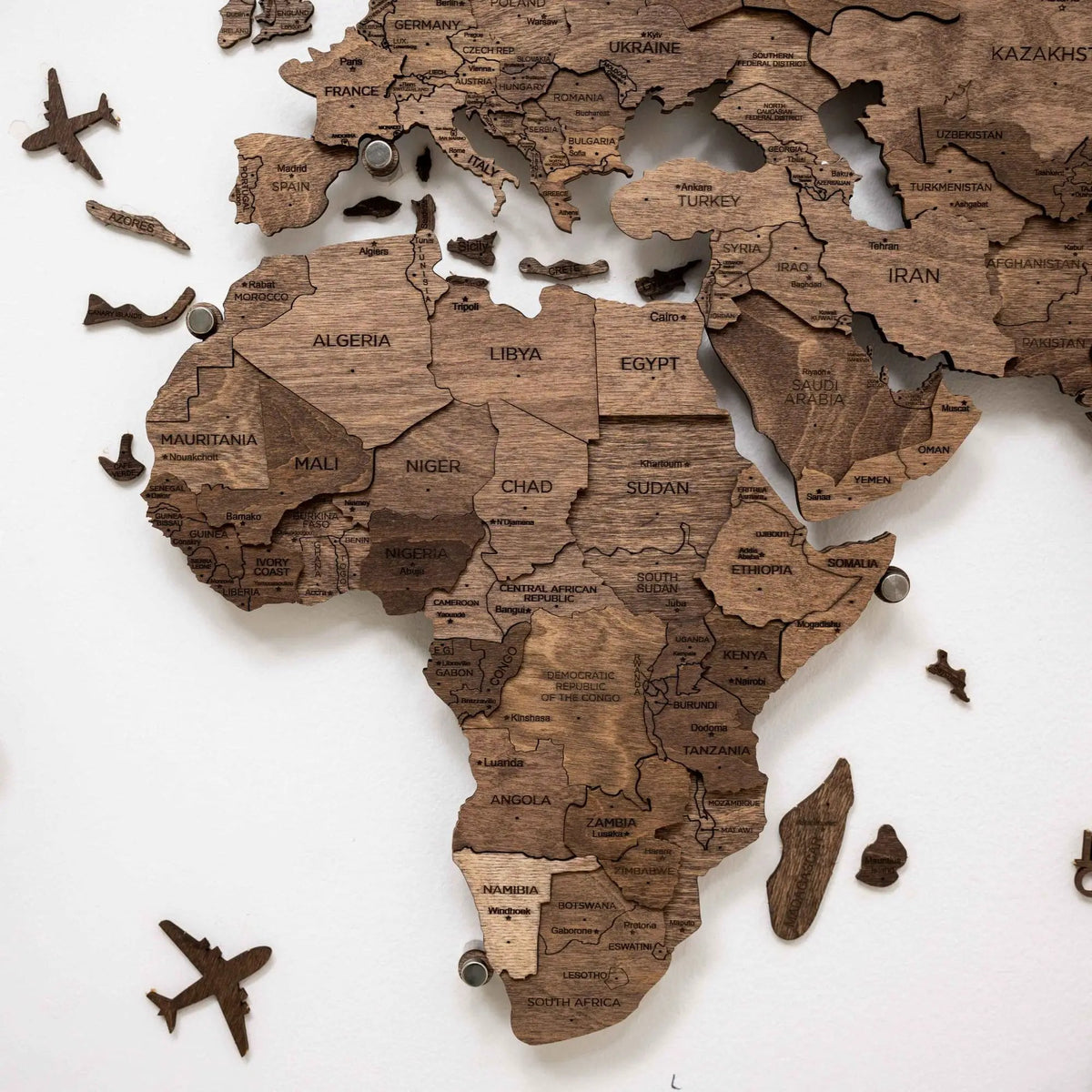 3D LED Wooden World Map 3.0 Dark Walnut, photo 2 of 23
