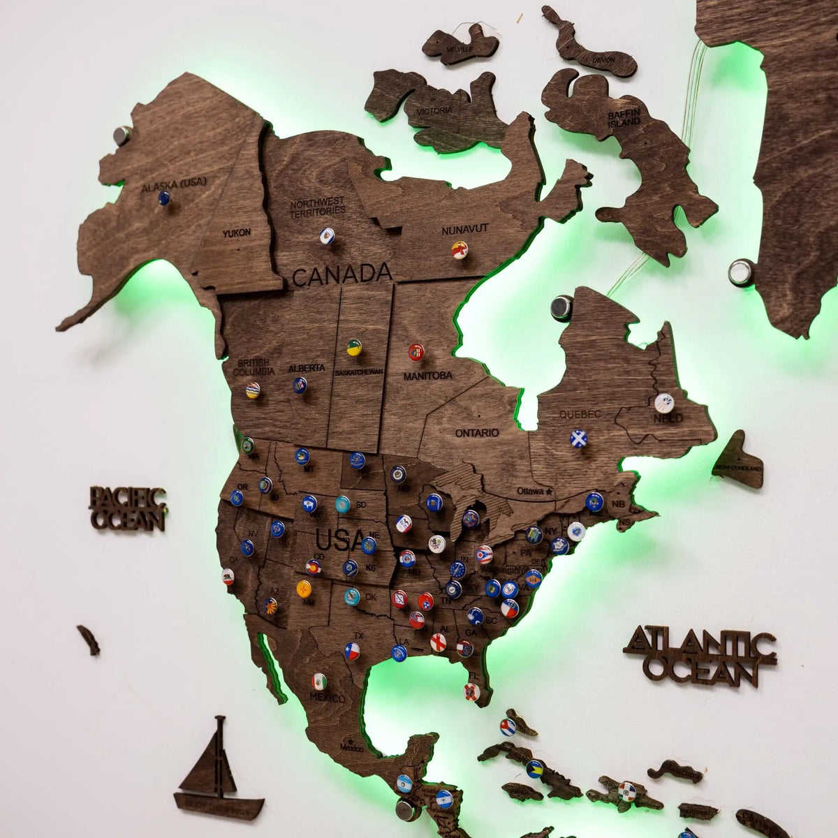 3D LED Wooden World Map 3.0 Dark Walnut, photo 13 of 23