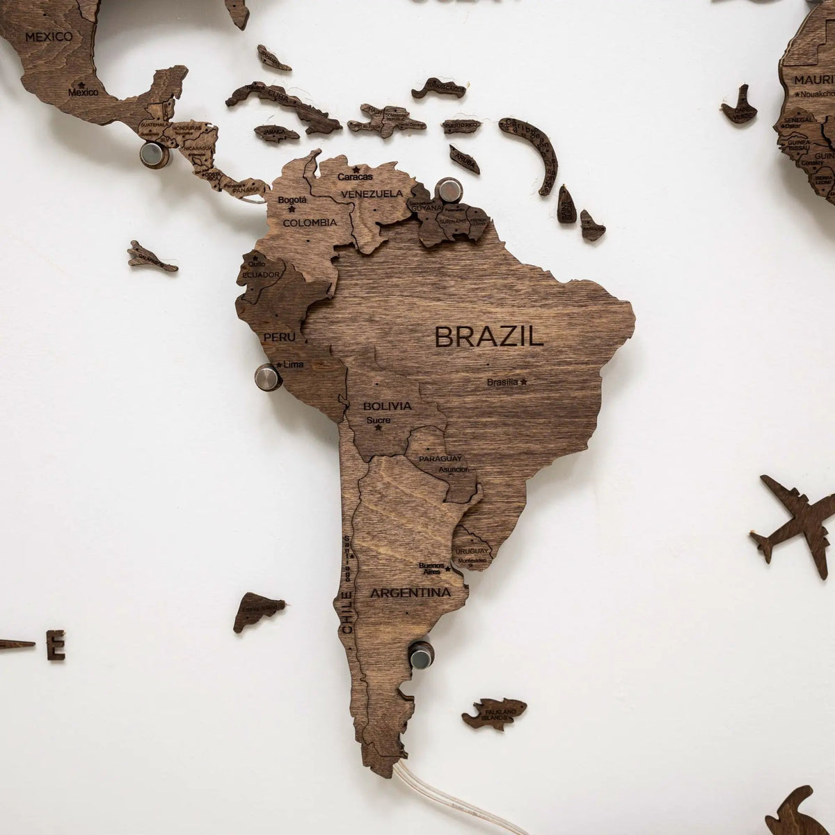 3D LED Wooden World Map 3.0 Dark Walnut, photo 5 of 23