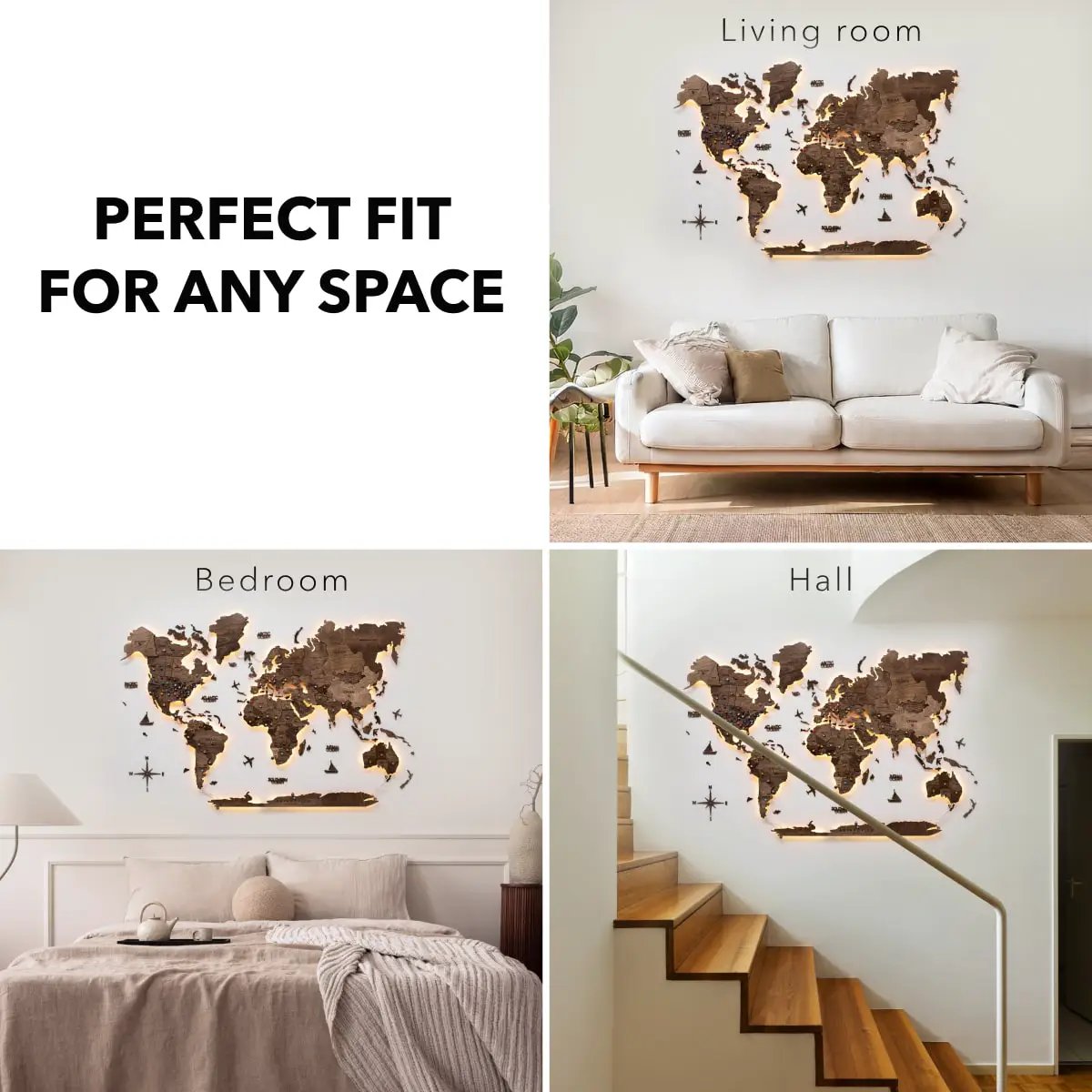3D LED Wooden World Map 3.0 Dark Walnut, photo 18 of 23