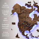 3D LED Wooden World Map 3.0 Dark Walnut by Enjoy The Wood
