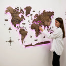 3D LED Wooden World Map 3.0 Dark Walnut by Enjoy The Wood