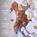3D LED Wooden World Map 3.0 Fusion
