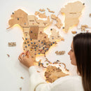 3D LED Wooden World Map 3.0 Gold by Enjoy The Wood