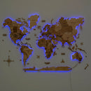 3D LED Wooden World Map 3.0 Gold by Enjoy The Wood