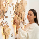 3D LED Wooden World Map 3.0 Gold by Enjoy The Wood