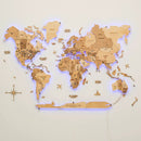 3D LED Wooden World Map 3.0 Gold by Enjoy The Wood