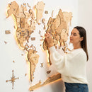 3D LED Wooden World Map 3.0 Gold by Enjoy The Wood