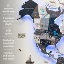 3D LED / LUMINOUS Wooden World Map 3.0 Nordik by Enjoy The Wood