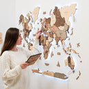 3D LED Wooden World Map 3.0 Smokey