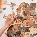 3D LED Wooden World Map 3.0 Smokey