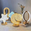 Golden crystalline crescent moon touch dimming night light bedroom by Decorbites