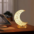 Golden crystalline crescent moon touch dimming night light bedroom by Decorbites