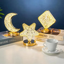 Golden crystalline crescent moon touch dimming night light bedroom by Decorbites