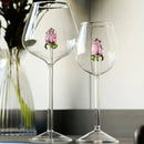 3d pink glass rose wine goblets dining room drinkware set by Decorbites